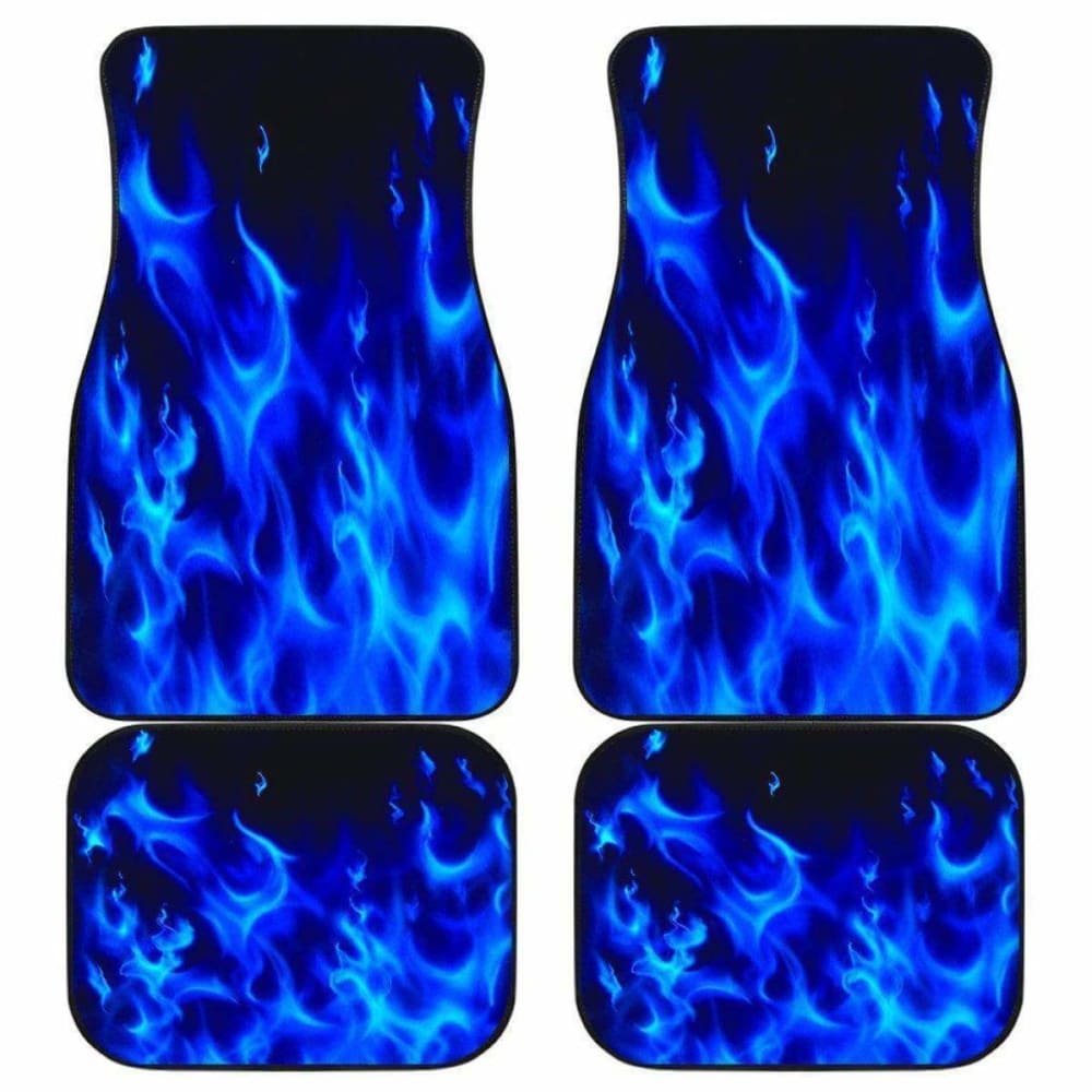 Premium Blue Flames Car Floor Mats Full Set of 4 - All-Weather Protection for Sedans, SUVs & Trucks - Perfect for Road Trips, Daily Commutes & Outdoor Adventures