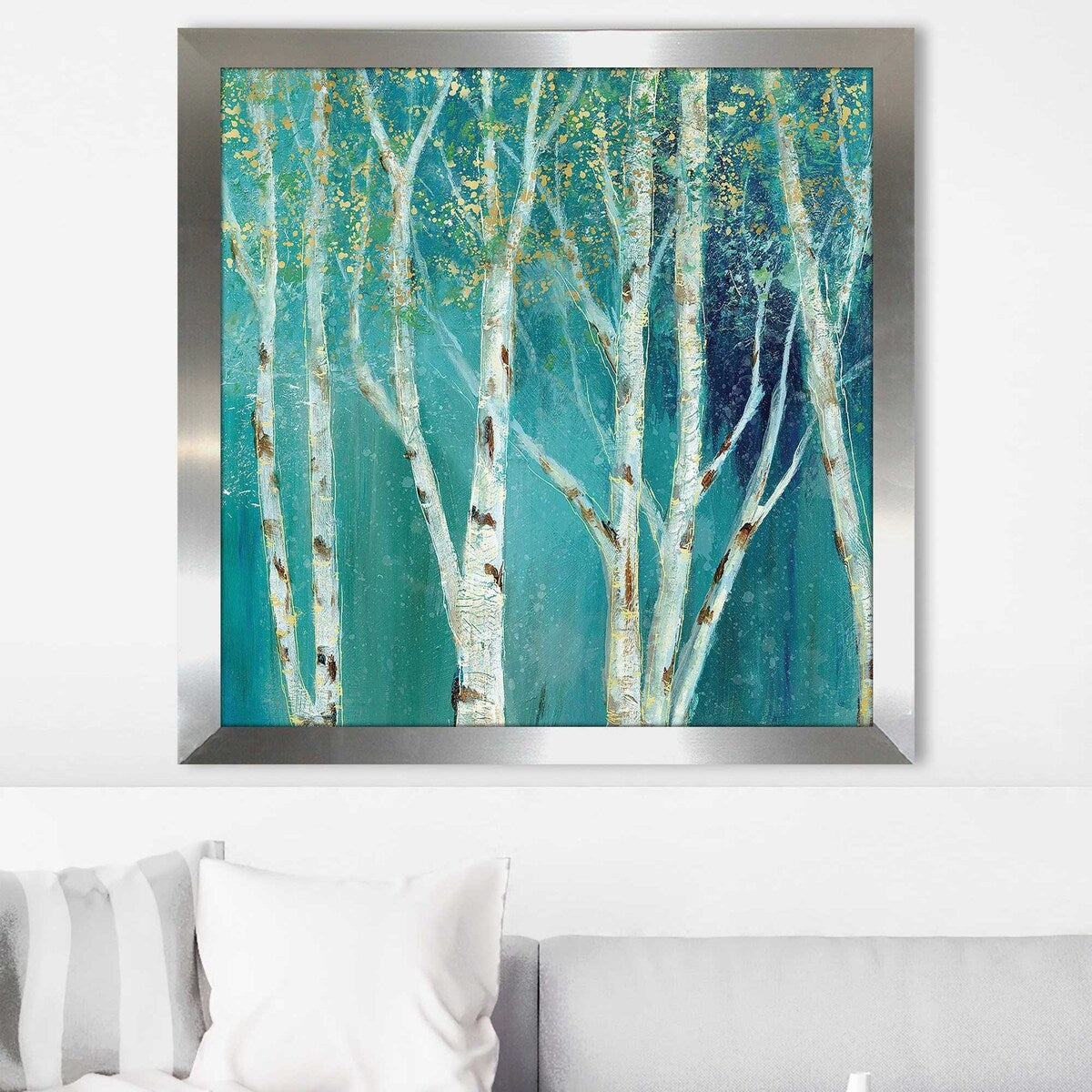 Nan Print on Acrylic - Birch on Blue I Square Artwork | Modern Home Decor for Living Room, Bedroom & Office Wall Art