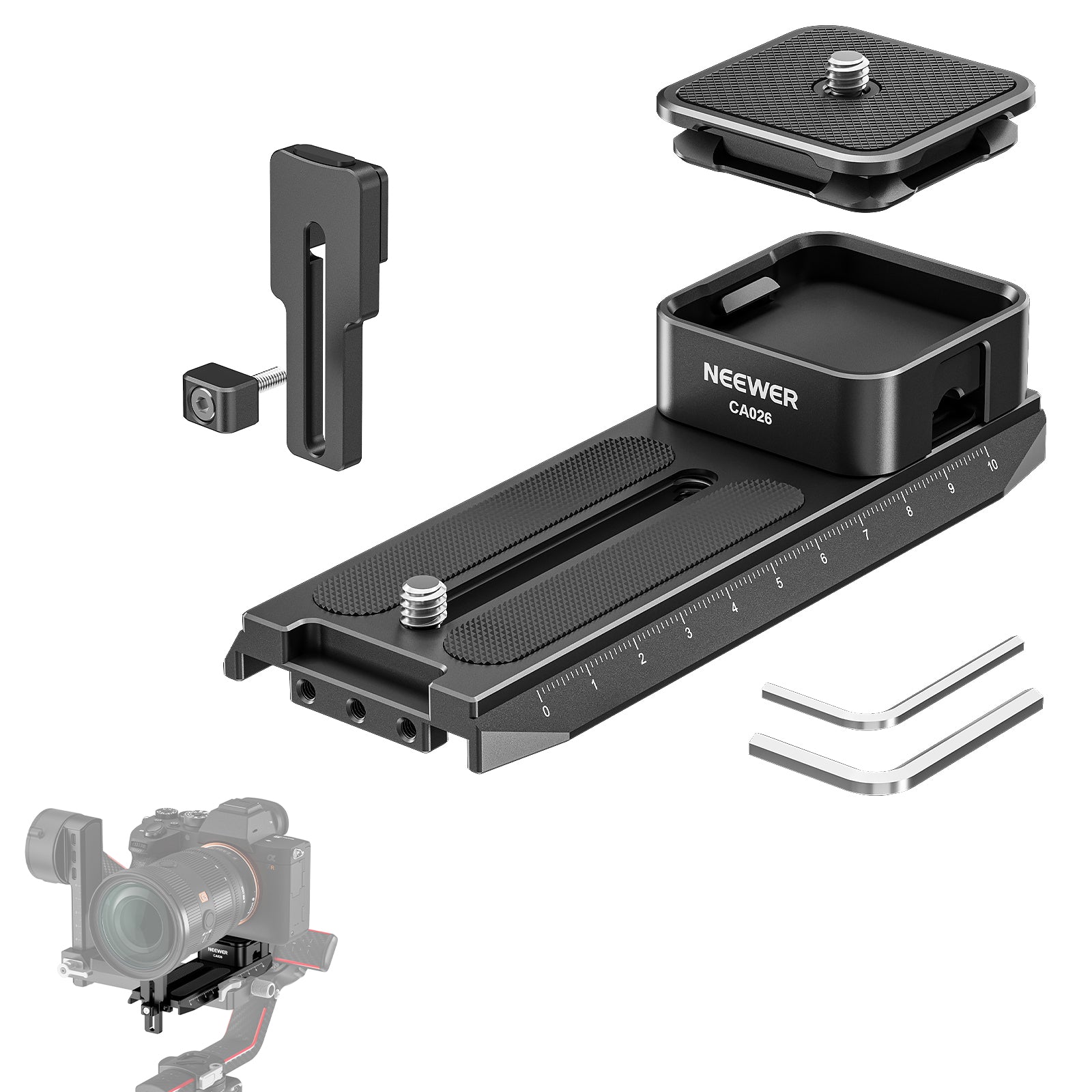 NEEWER CA026 Quick Release Plate System Compatible with DJI RS 2, RSC 2, RS 3, RS 3 Pro Stabilizers - Perfect for Videography, Film Making & Professional Gimbal Setups