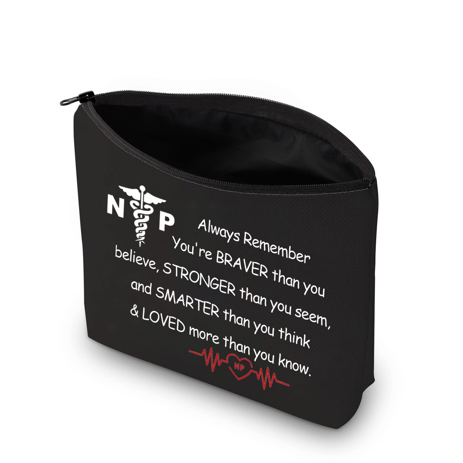 Premium Nurse Practitioner Makeup Bag - NP Gifts for Nurses, Cosmetic Travel Organizer with Zipper Pouch (Black) - Perfect for Clinical Shifts, Medical Conferences & Daily Essentials