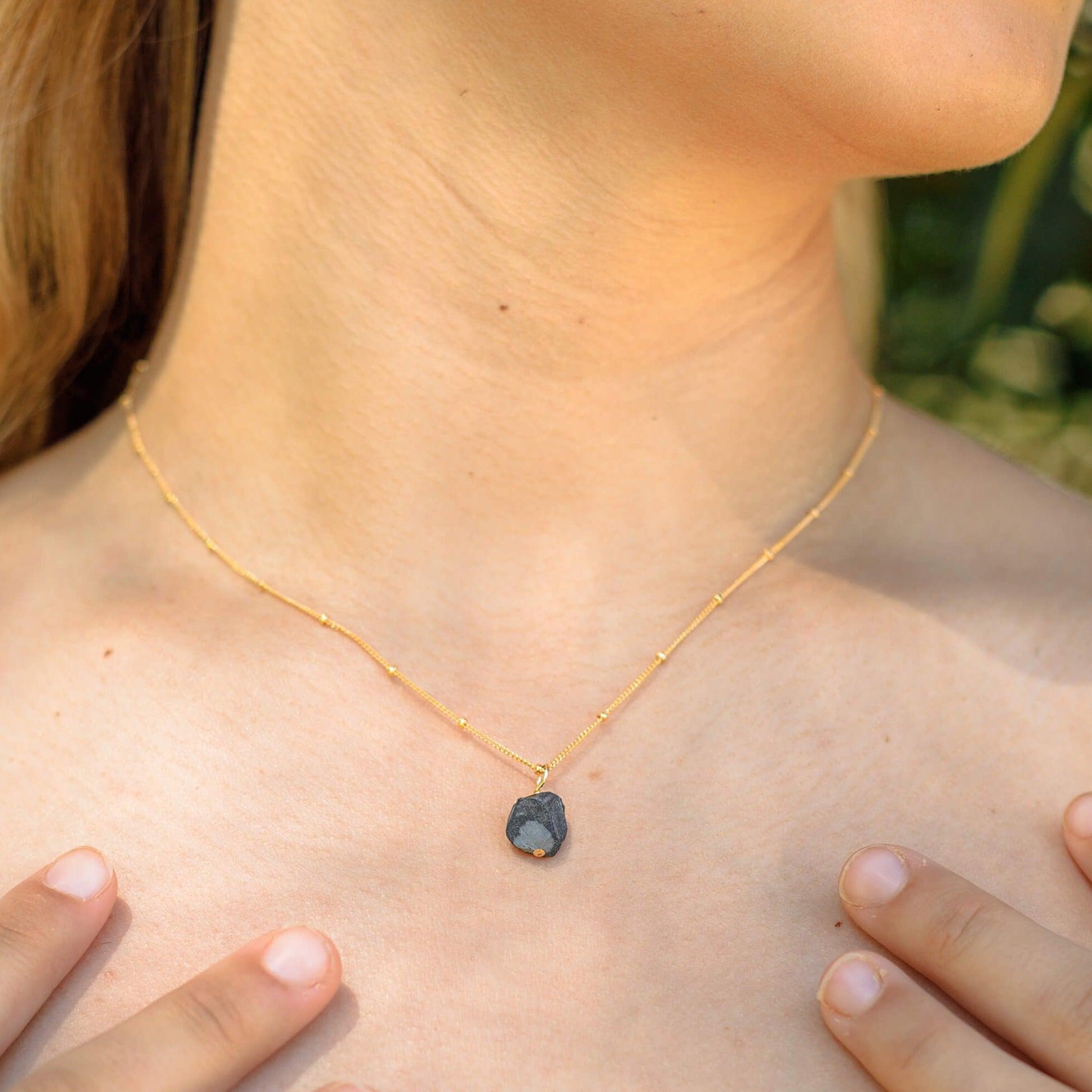 Natural Raw Obsidian Pendant Necklace - Handmade Black Stone Jewelry for Women & Men - Perfect for Spiritual Protection, Meditation & Everyday Wear