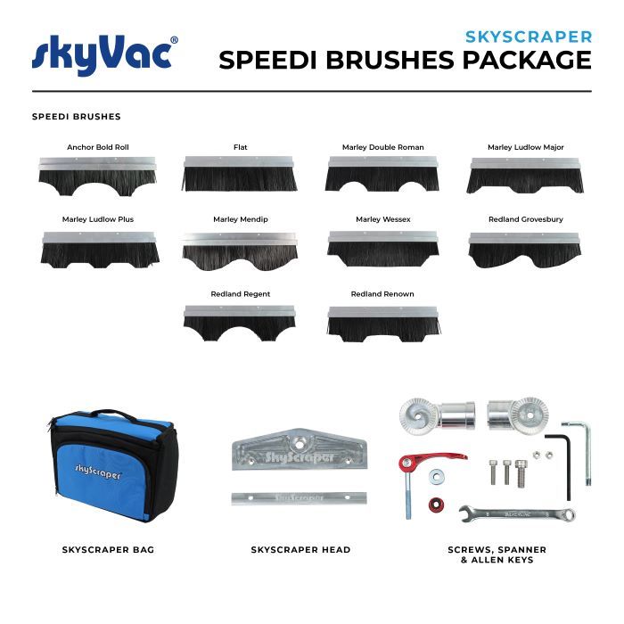 SkyVac®️ SkyScraper Speedi Brushes - High Reach Window Cleaning Brush Set for Tall Buildings (Choose Your Model) - Perfect for Professional Window Washing and High-Rise Exterior Maintenance