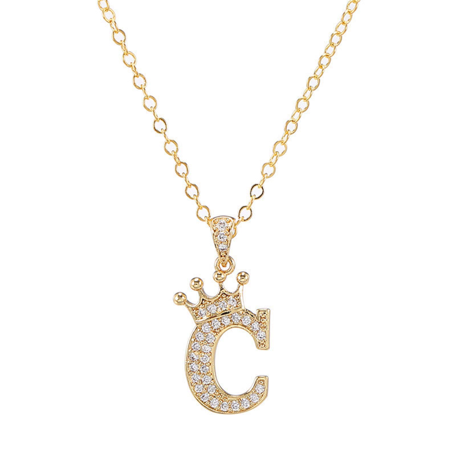 Elegant Zircon Crown Letter Pendant Necklace for Women - English Initial Fashion Jewelry, Perfect for Gifts, Parties & Daily Wear