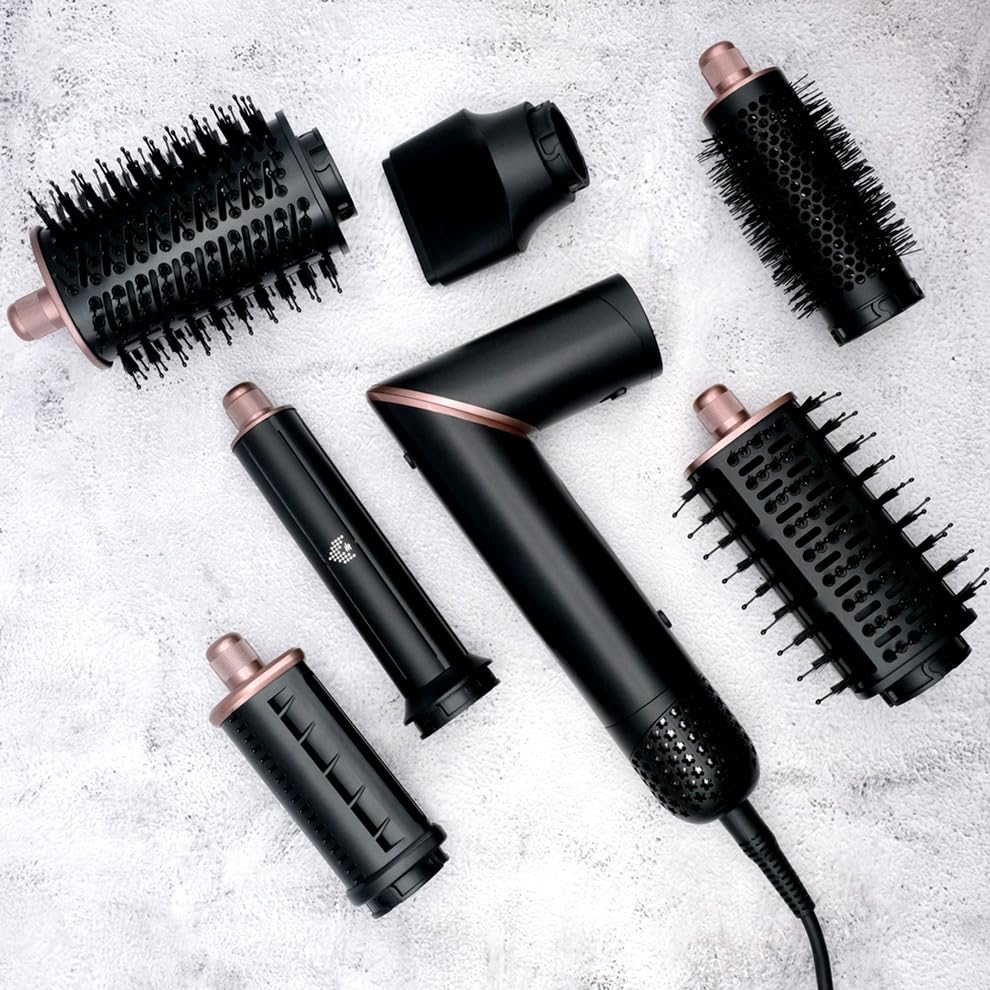 SRI StyleWrap Pro 7-in-1 Coanda Air Hair Styler & Dryer Brush with Negative Ions - Foldable Lightweight Design, Quiet Brushless Motor, Aviation Aluminum - Perfect for Travel, Home & Salon Use