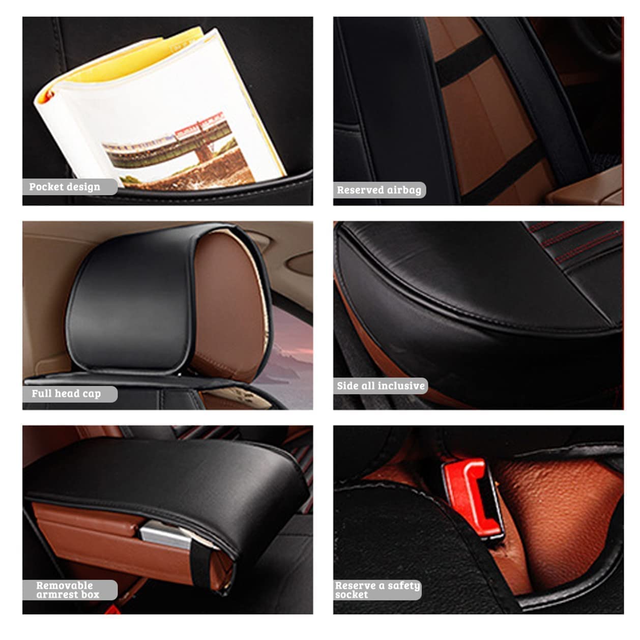 Waterproof Leather Car Seat Cover Full Set for Subaru Forester 2000-2019 - Front & Rear Seat Protector Cushions (Black Red) | Perfect for Road Trips, Daily Commuting & Pet Protection