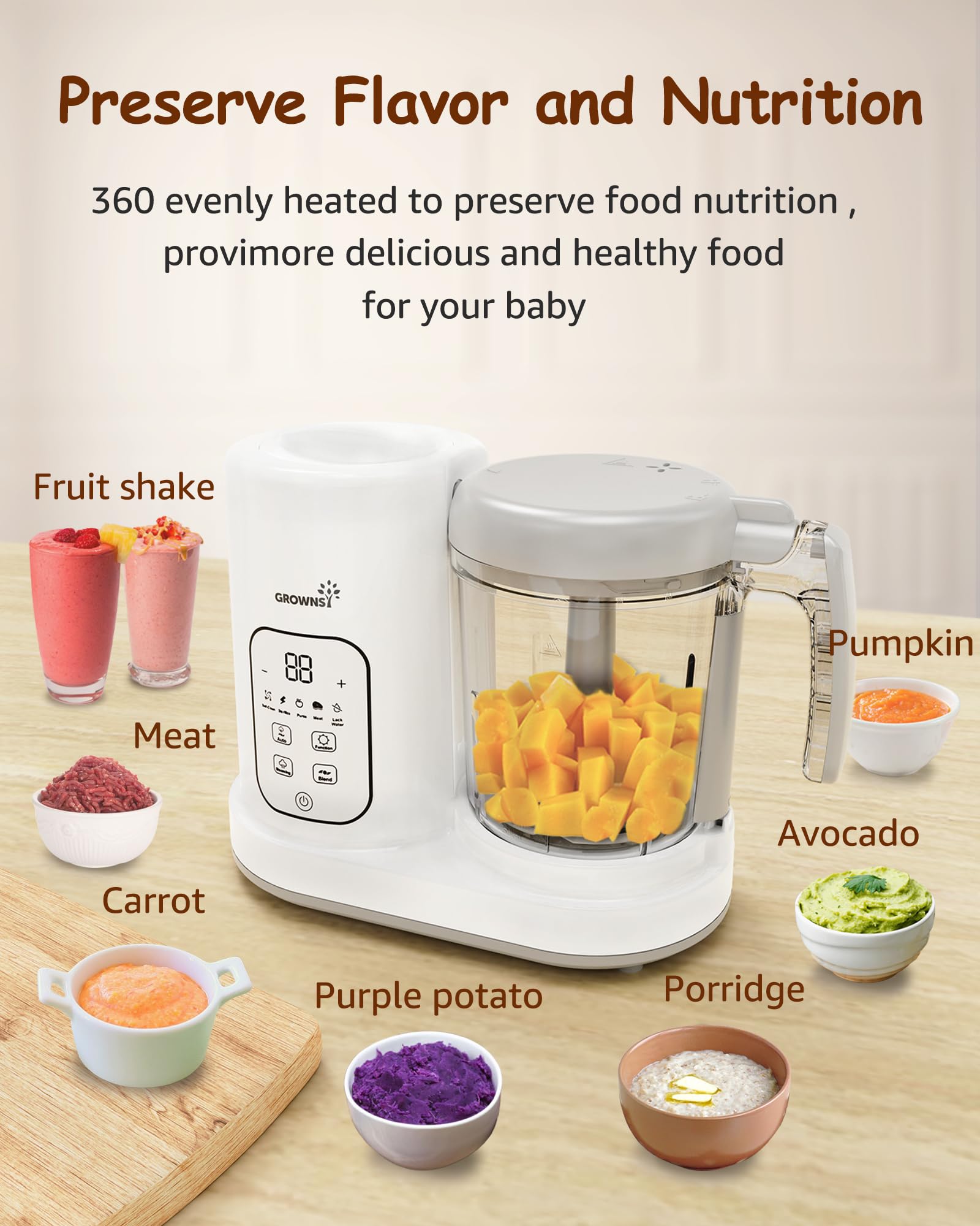 Baby Food Maker & Puree Blender - 6-in-1 Steamer, Grinder, and Auto Cooking Machine with Self-Cleaning Touch Screen LCD Display | BPA Free | Perfect for Homemade Baby Food, Toddler Meals & Healthy Purees