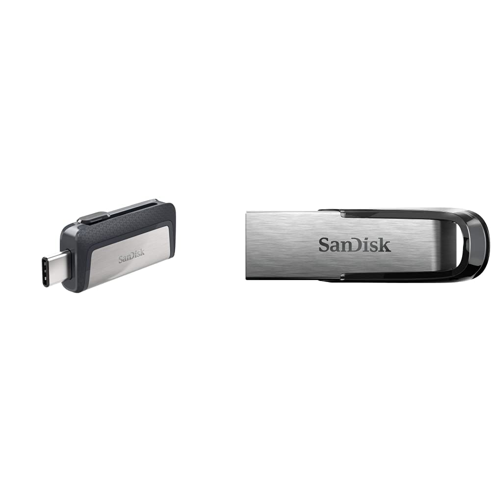 SanDisk 256GB Ultra Dual Drive USB Type-C Flash Drive & 128GB Ultra Flair USB 3.0 - High-Speed Data Transfer for Phones, Laptops, and PCs - Perfect for Work, Travel, and File Backup