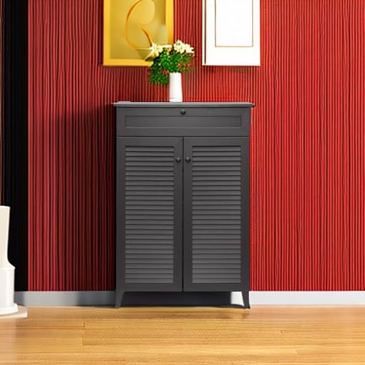 Baxton Studio Harding Shoe Storage Cabinet with 12 Compartments - Espresso Brown Wooden Organizer for Entryway, Closet & Bedroom - Modern Shoe Rack for Sneakers, Boots & Heels