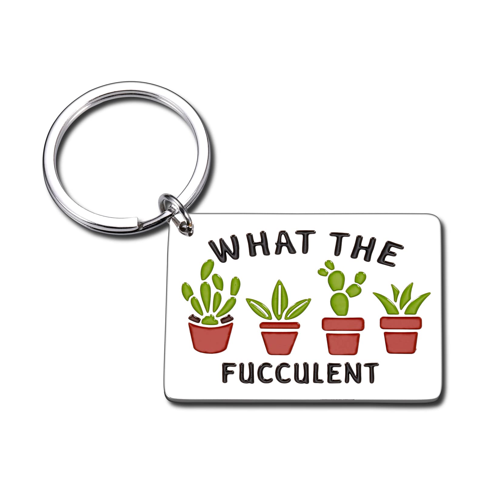 Funny Succulent Cactus Keychain Gift for Plant Lovers - Best Friend BFF Crazy Plant Lady Present - Unique What The Fucculent Gift for Women, Mom, Gardeners - Perfect Housewarming Gift for Her - Great for Home Decor, Office Desk & Car Keys