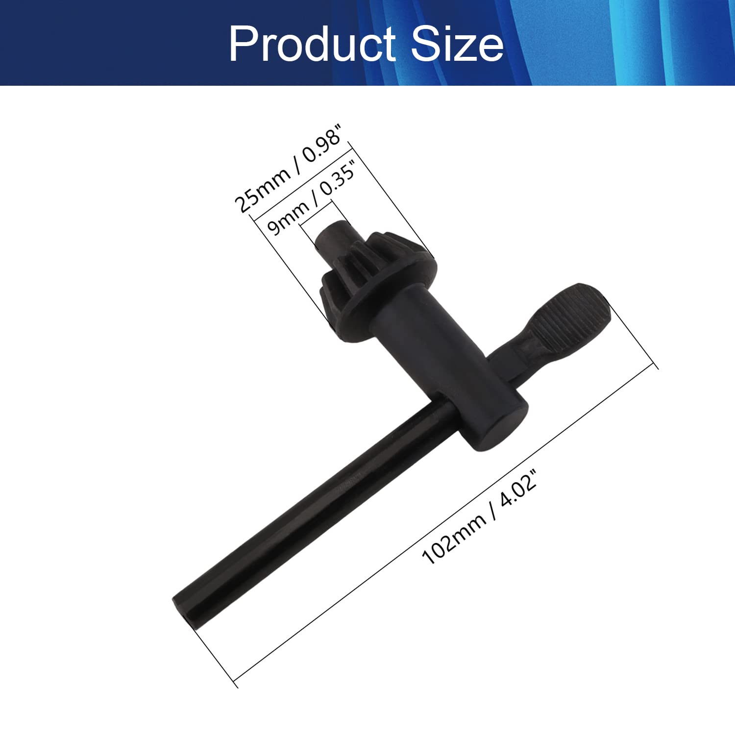 25mm Gear Diameter Replacement Drill Chuck Key - 11 Teeth 9mm Pilot Drill Chuck Wrench for 5-20mm Drill Chucks - Black (1 Piece) - Perfect for Power Tools & DIY Home Improvement Projects