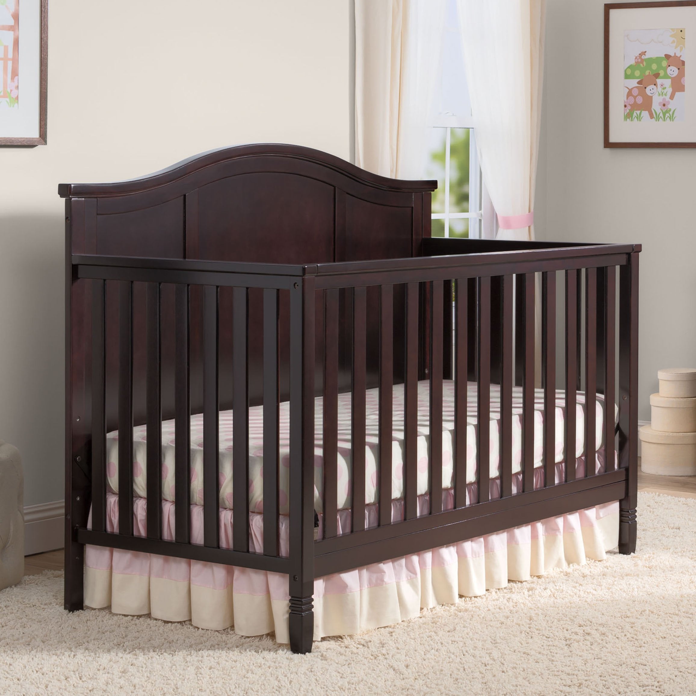 Madrid 5-in-1 Convertible Baby Crib - Toddler Bed, Daybed & Full Size Bed - Nursery Furniture for Boys & Girls - Perfect for Newborn to Teen Years