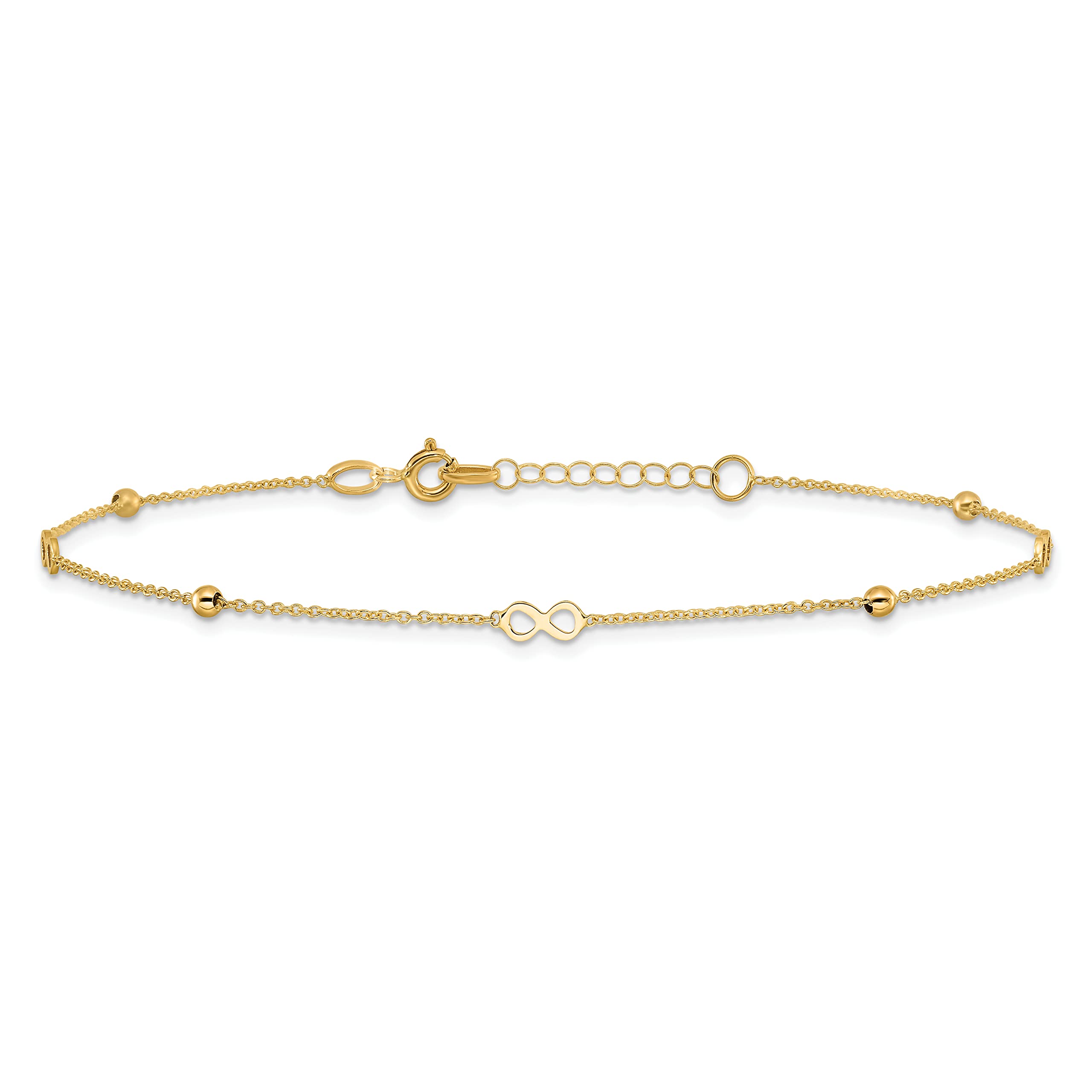 14K Yellow Gold Polished Infinity Anklet with 1