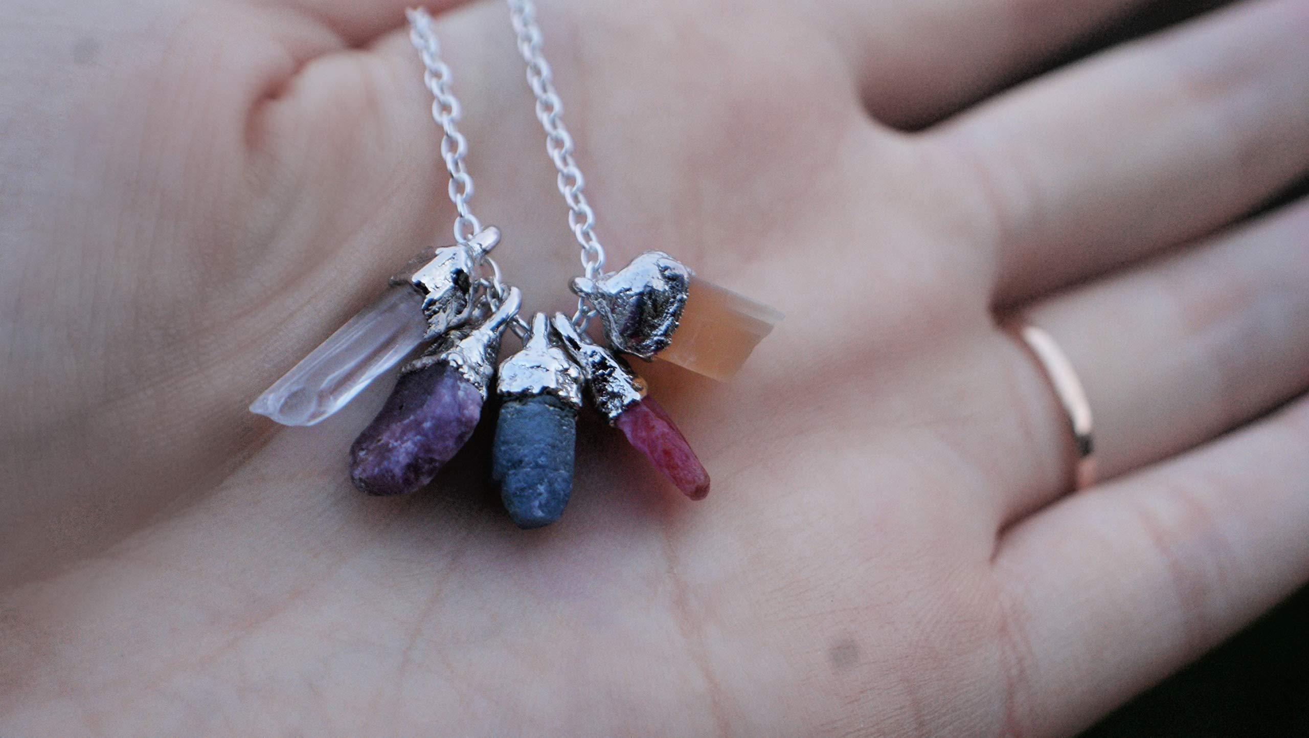 Personalized Raw Crystal Birthstone Necklace - Custom Electroformed Jewelry for Women, Mom, Wife - Unique Birthday, Anniversary & Mother's Day Gift - Perfect for Everyday Wear & Special Occasions