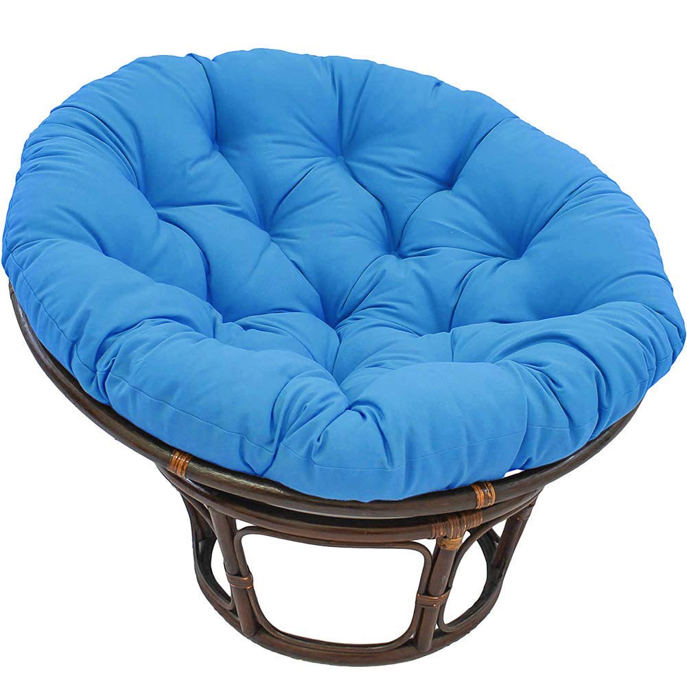 Premium Overstuffed Papasan Chair Cushion - Thick Round Hammock Chair Pad for Indoor/Outdoor Use - Blue 41