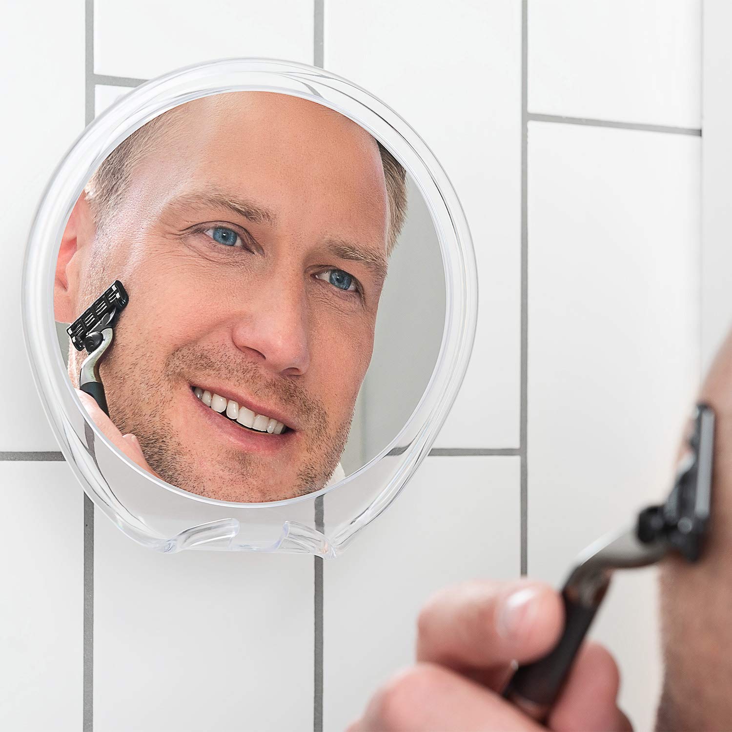 Luxo Fog-Free Shower Mirror with Razor Holder & Strong Suction Cup - Shatterproof Anti-Fog Bathroom Mirror for Shaving, Grooming & Tweezing - Perfect for Steam Showers, Travel & Small Spaces