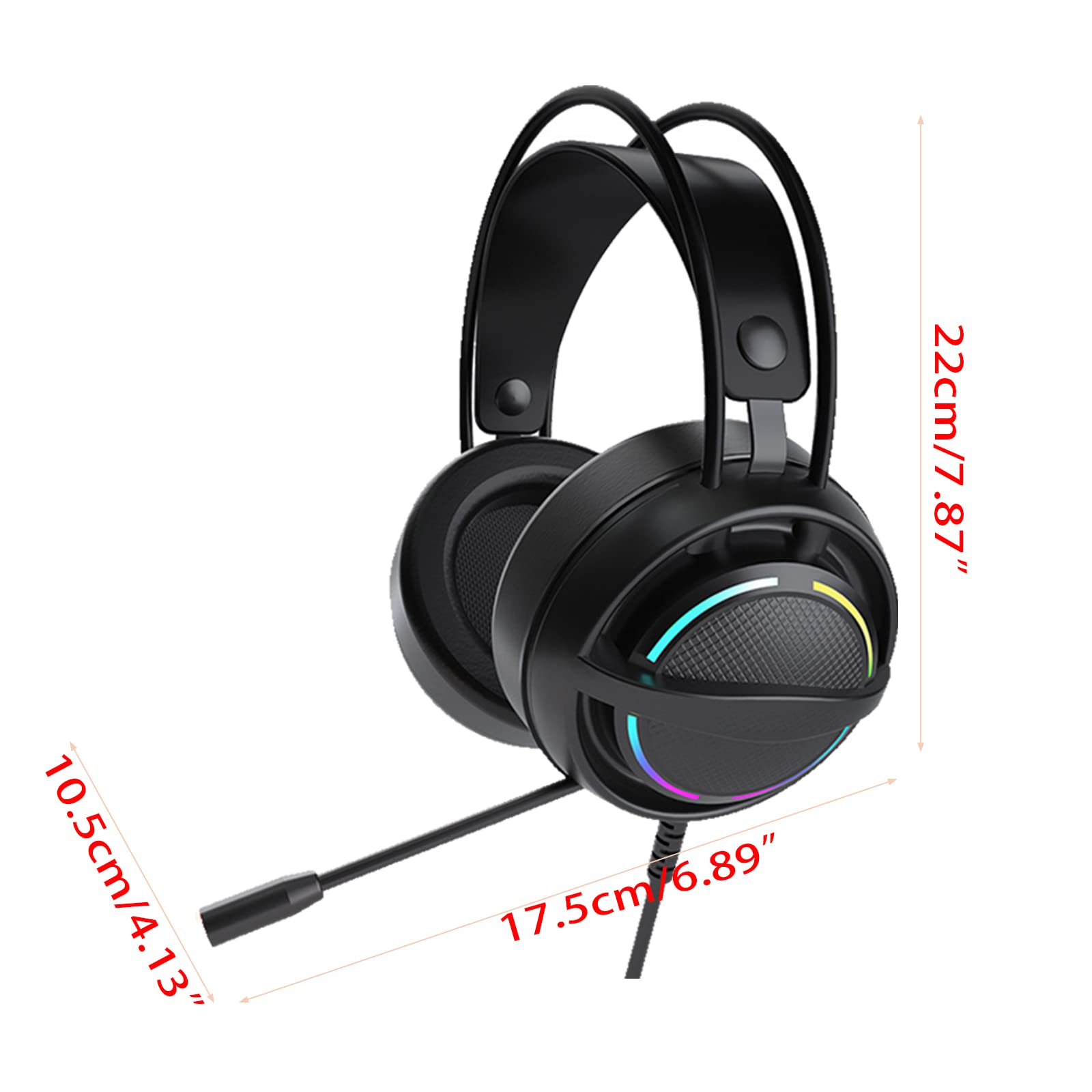 HOOLRZI Foldable LED Gaming Headset with Microphone - Noise Cancelling Stereo Sound, USB 7.1 Surround for PC, Laptop, CSGO - Perfect for Competitive Gaming & Late-Night Sessions