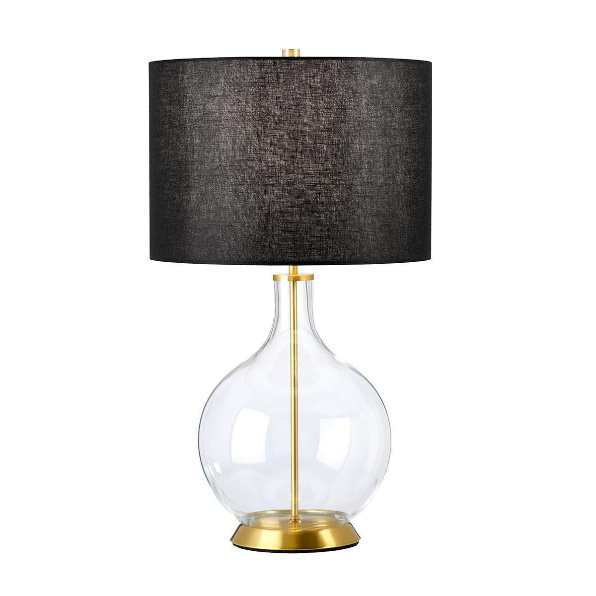 Elstead Orb 1 Light Brass Table Lamp with Black Shade - Vintage Style Desk Lamp for Living Room, Bedroom & Office Decor