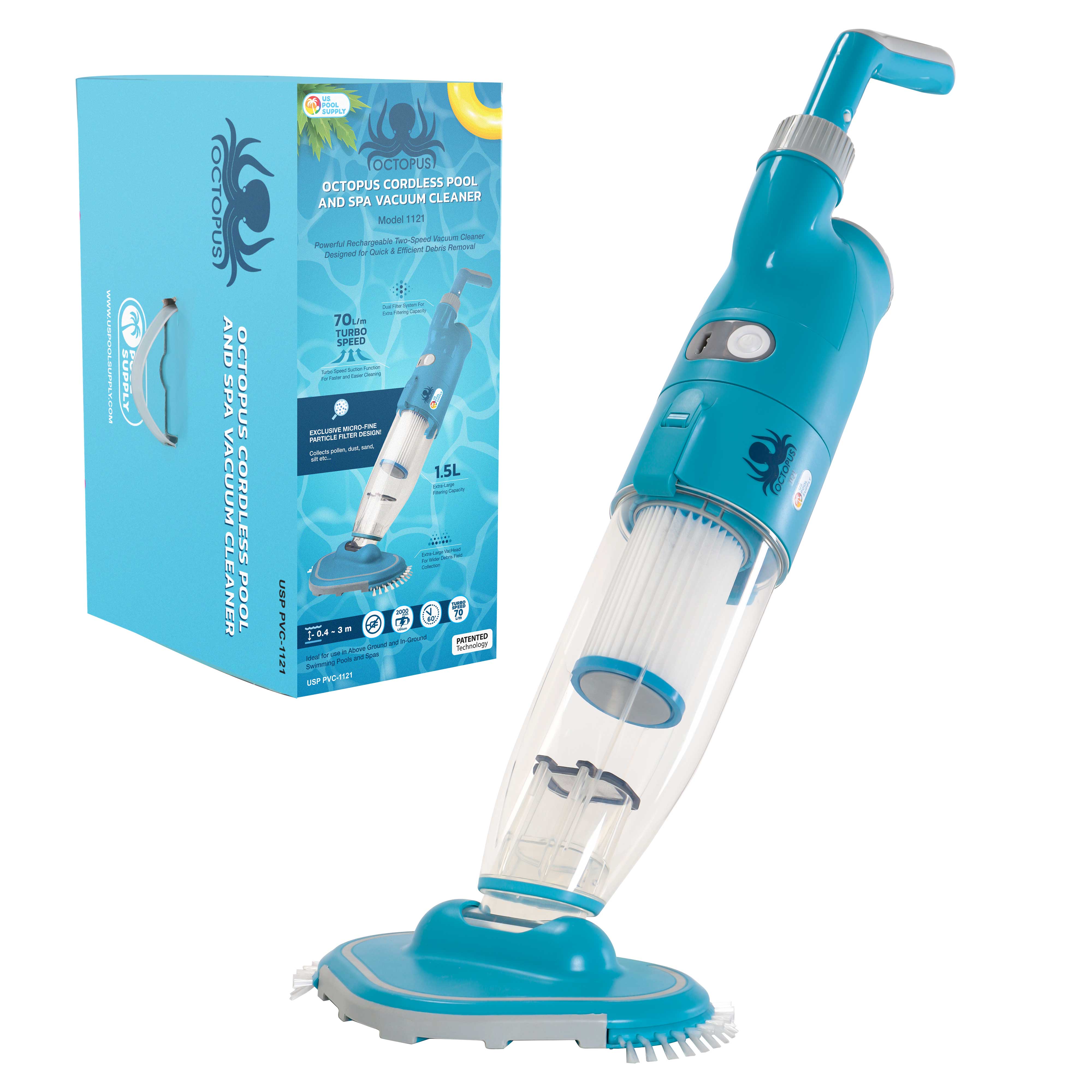 Octopus Cordless Pool and Spa Vacuum Cleaner - Powerful Wireless Automatic Pool Cleaner for Inground & Above Ground Pools - Perfect for Quick Pool Maintenance and Spa Cleaning