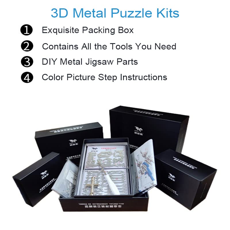 3D Metal Model Kits - DIY Mechanical Wolf Puzzle | Steel Animal Series Brain Teaser for Adults | Home Decor Art Craft & Unique Gift Idea | Perfect for Stress Relief, Office Desk Display & STEM Learning Activities