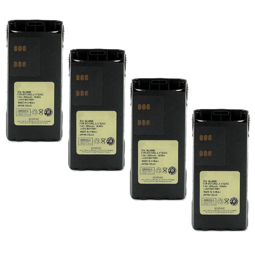 Synergy Digital 2-Way Radio Batteries for Motorola NTN9858C - 2500mAh Li-ion 7.4V Rechargeable Battery Pack (4-Pack) | Compatible with Motorola NTN9858 | Perfect for Business, Security & Outdoor Communication