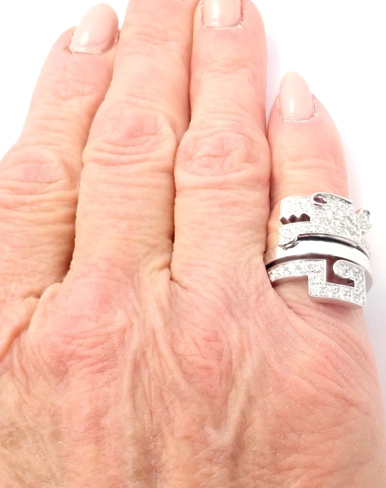 Authentic Cartier Le Baiser Du Dragon 18k White Gold Diamond Ruby Ring - Luxury Jewelry for Women, Elegant Gift for Anniversary & Special Occasions