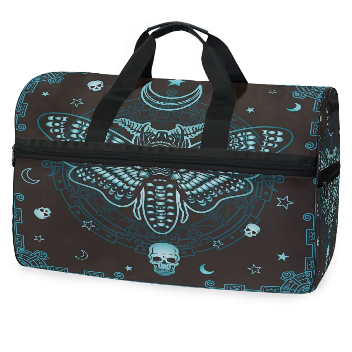 Butterfly Skull Mystical Design Travel Duffel Bag - Waterproof Gym Bag for Men & Women with Adjustable Strap - Perfect for Sports, Travel, Overnight Trips & Workout Sessions