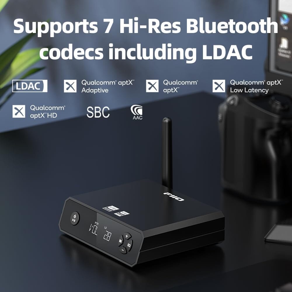 FiiO/JadeAudio BR13 ES9018K2M HiFi Bluetooth 5.1 Audio Receiver DAC - Wireless Audio Adapter for Home Stereo, Car Audio & Headphone Amp