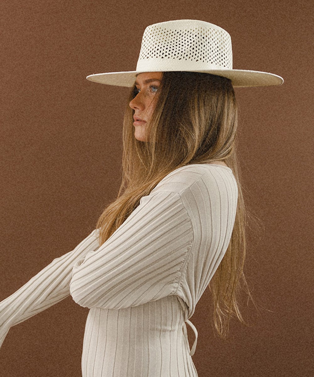 Nell Vented Fedora Straw Hat for Women - Breathable Summer Sun Hat with Wide Brim - Perfect for Beach, Garden, and Outdoor Activities