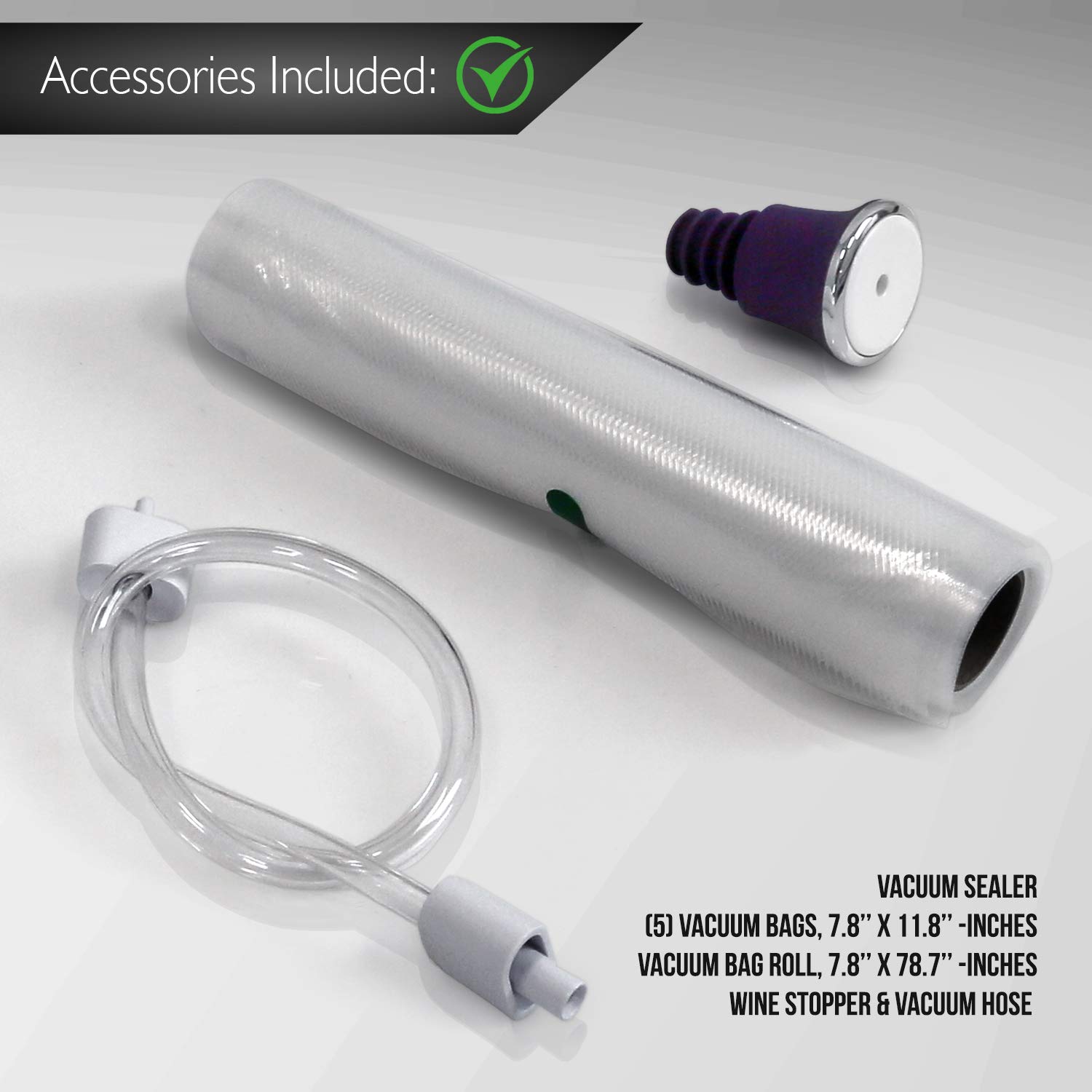 NutriChef Stainless Steel Vacuum Sealer Machine for Food Preservation - Powerful Adjustable Suction with Dry & Moist Modes, LED Display, Includes Bags & Wine Stopper - Perfect for Meal Prep, Sous Vide, Freezer Storage & Long-Term Food Saving