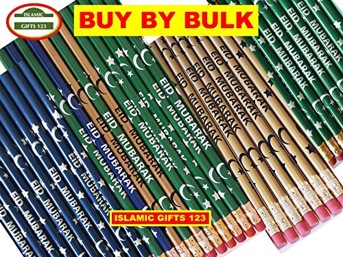 24 Pack Eid Pencils with Islamic Stickers - Ramadan Gifts for Kids, Eid Party Favors, Classroom Supplies & Islamic Holiday Decorations - Perfect for Eid Celebrations, Ramadan Activities & School Events