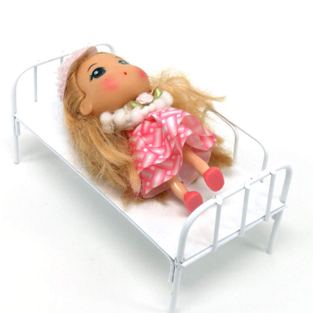 EXCEART Miniature Iron Bed - 1:12 Scale Dollhouse Furniture, White Metal Toy Bed for Dollhouse Decor, DIY Crafts, and Collectibles - Perfect for Dollhouse Accessories, Miniature Displays, and Model Scenes