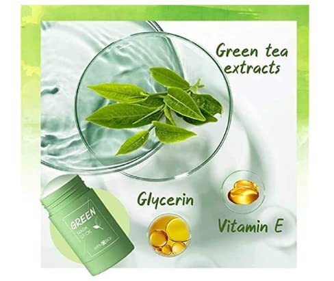 First Beauty Green Tea Purifying Clay Mask - Oil Control & Anti-Acne Deep Cleansing Face Mask for Oily & Acne-Prone Skin, 40g Travel-Friendly Eggplant Solid Mask | Perfect for Spa Night & Post-Workout Skin Detox