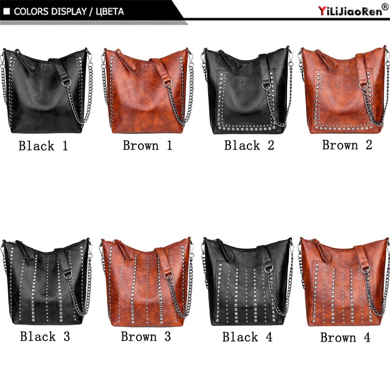 Vintage Women's Rivet Chain Shoulder Bag - Stylish Retro Crossbody Purse for Casual Outings & Evening Events