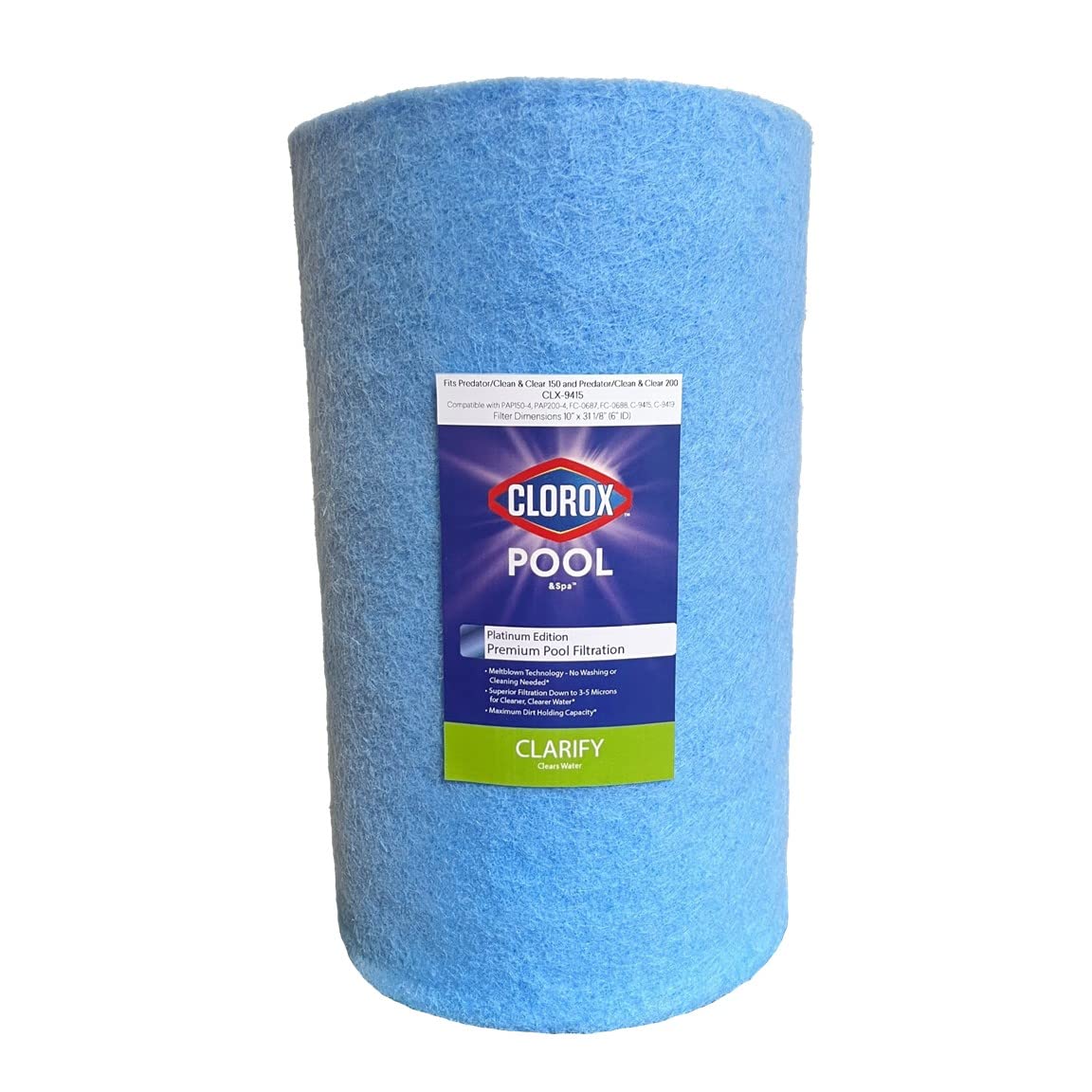 Clorox Pool & Spa Platinum Premium Pool Filter Cartridge Replacement for Predator Clean & Clear 150 - R173216 PAP150-4 FC-0687 C-9415 C-9419 | Swimming Pool Maintenance & Water Filtration System Accessories