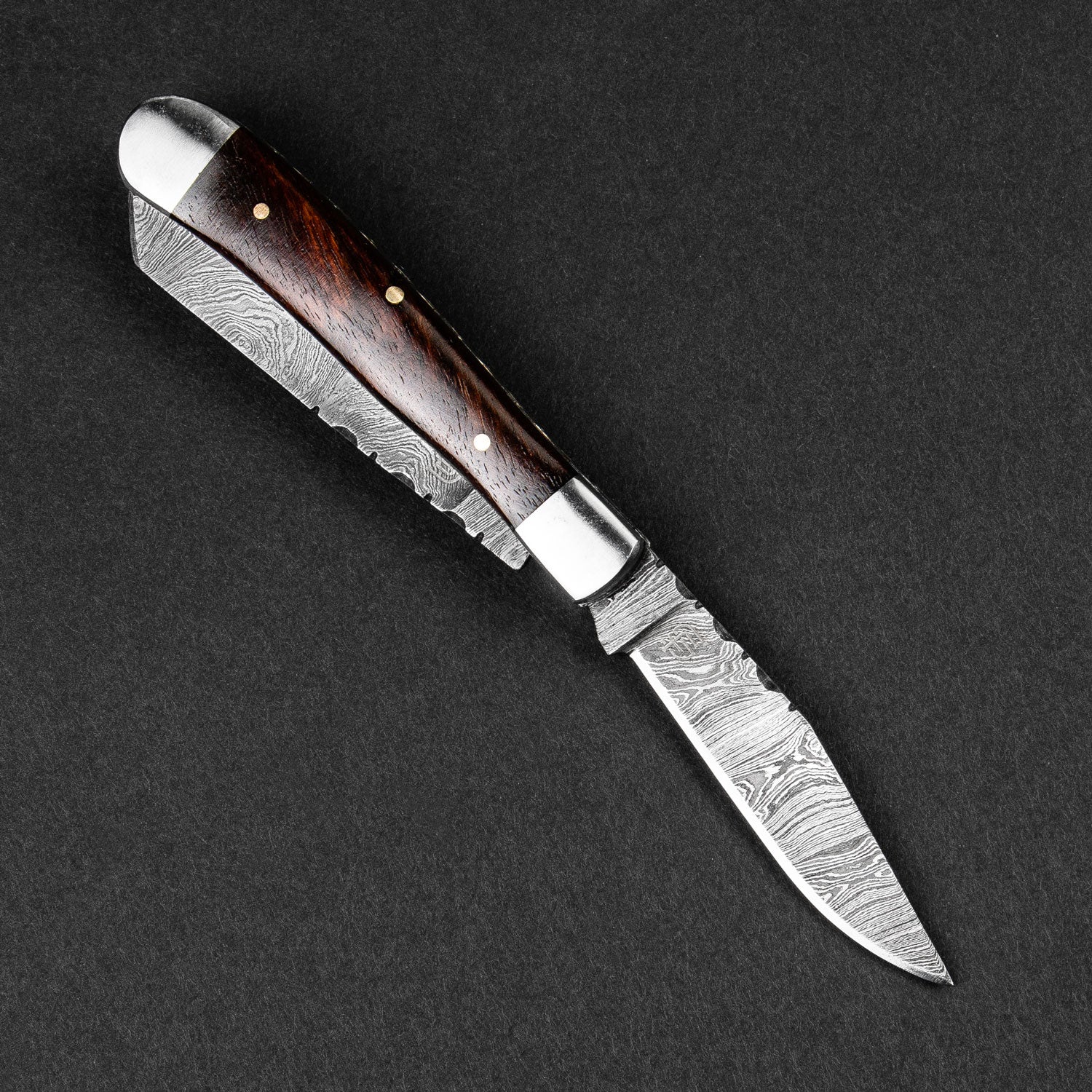 Premium Damascus Steel Folding Pocket Knife - 2 Blades, Razor Sharp, Durable & Portable - Perfect for Camping, Hiking, Survival & Everyday Carry (EDC)