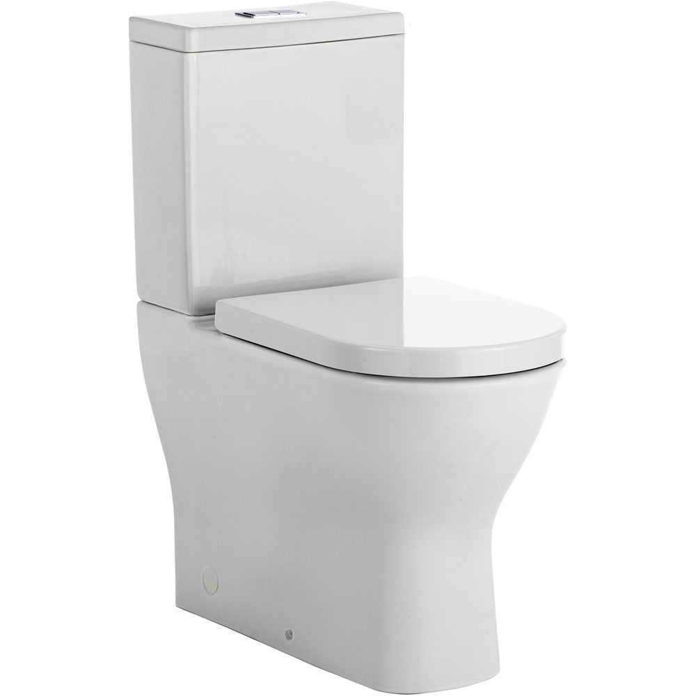 Fienza Delta Back to Wall Toilet Suite - Modern One-Piece Elongated Bowl for Small Bathrooms, WaterSense Certified for Efficiency, Perfect for Home & Commercial Use