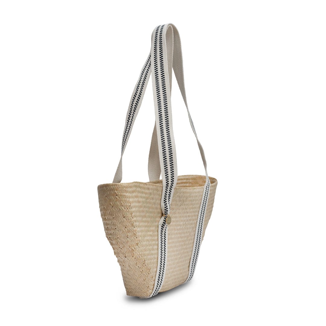 Eco-Friendly Bamboo Vegan Medium Tapered Tote Bag - Black & Cream - Perfect for Work, Shopping & Daily Essentials