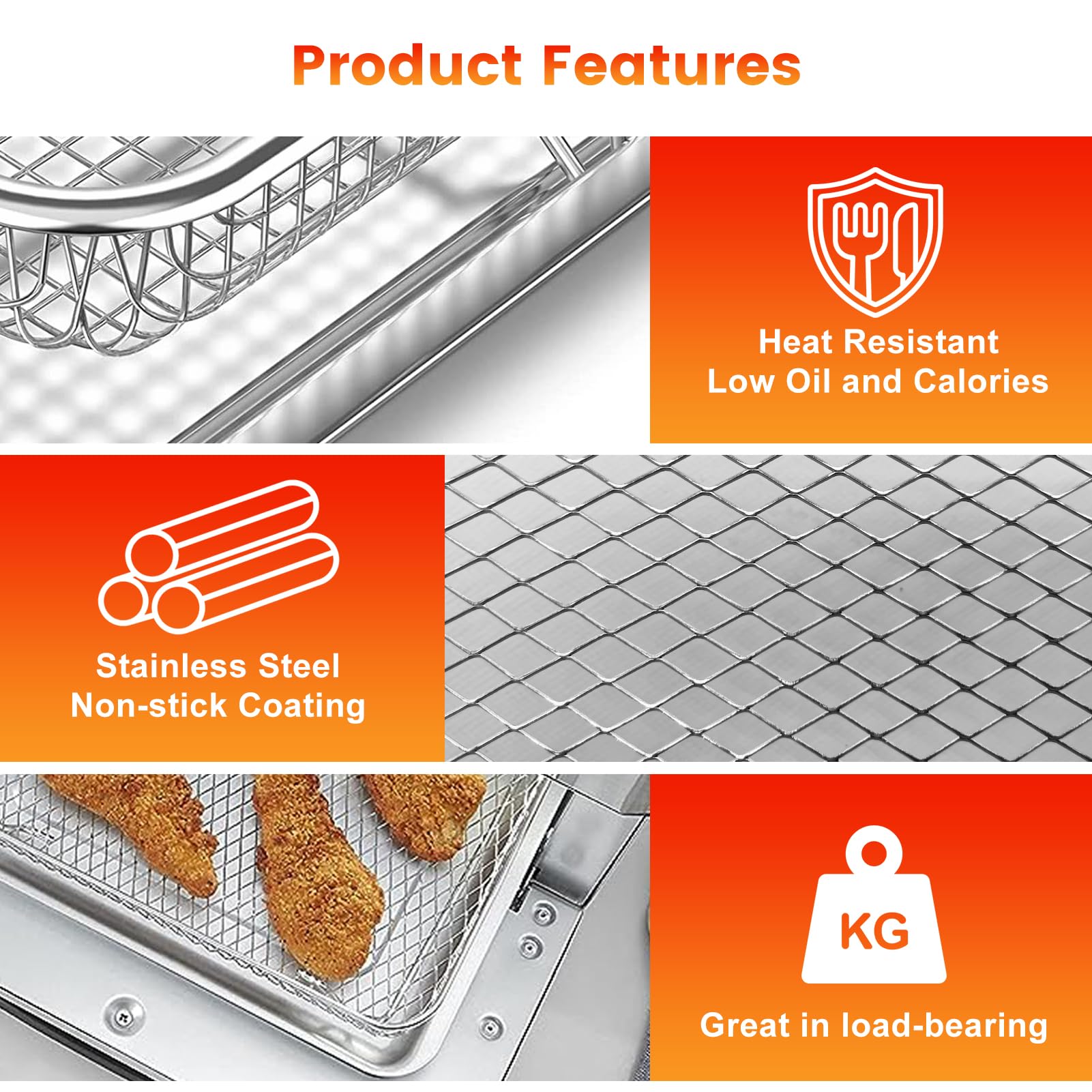 Replacement Air Fryer Basket Tray for Cuisinart TOA-28 & AFR-25 Convection Ovens - 10.7 x 9.8 Inch Stainless Steel Mesh Rack Accessory - Dishwasher Safe - Perfect for Healthy Cooking, Crispy Snacks & Family Meals