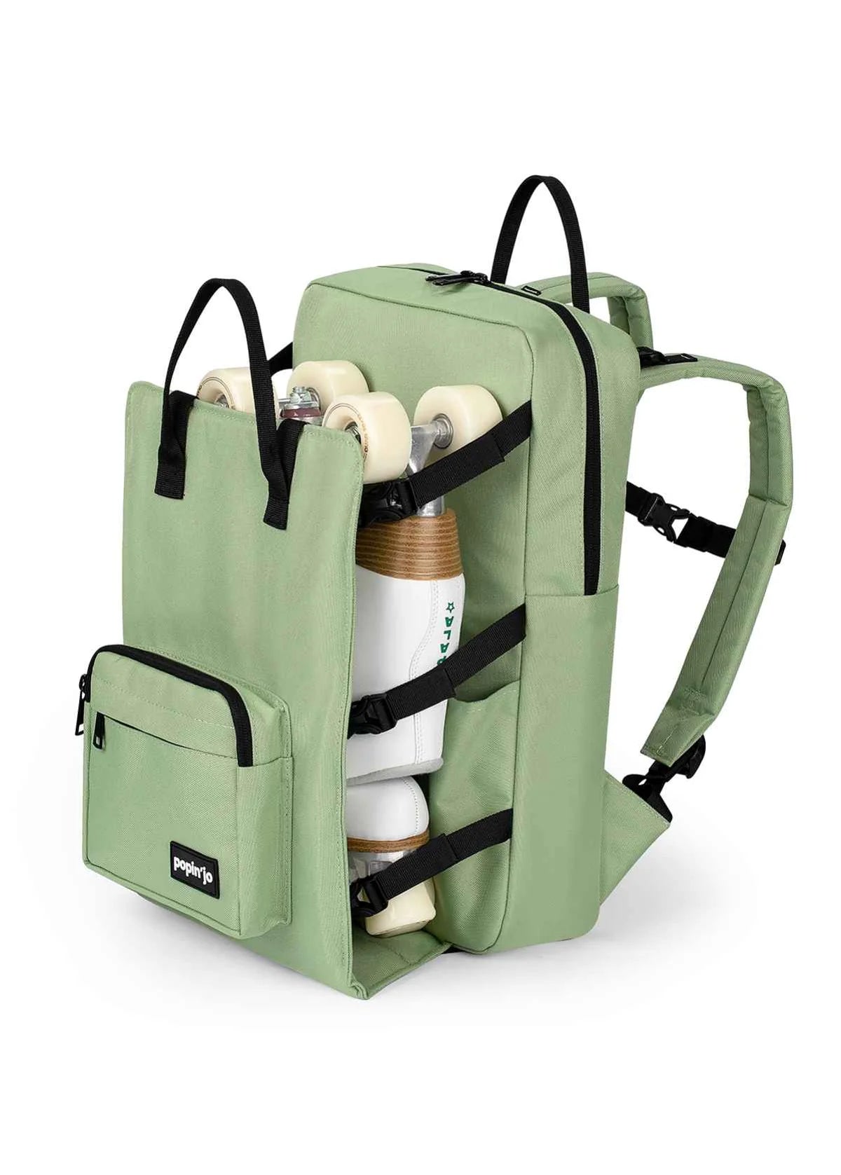 Popin'jo Big'Jo V2 Skateboard Backpack - Durable Waterproof Skate Bag for Men & Women with Padded Laptop Compartment - Perfect for Skateboarding, School, Travel & Daily Commute