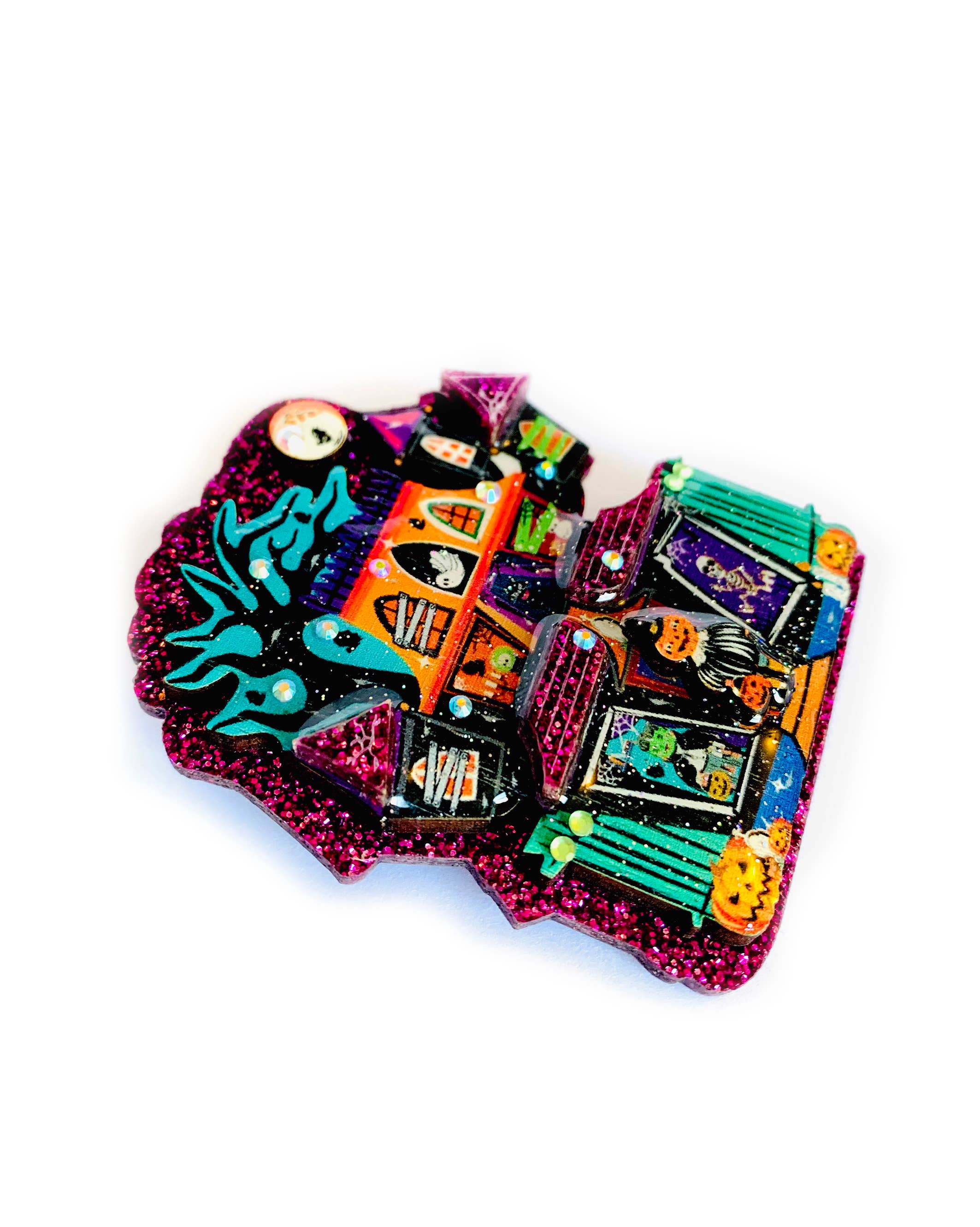 Spooky Halloween House Brooch - Vintage Gothic Pin by Rosie Rose Parker - Perfect for Costumes, Jackets & Accessory Collections