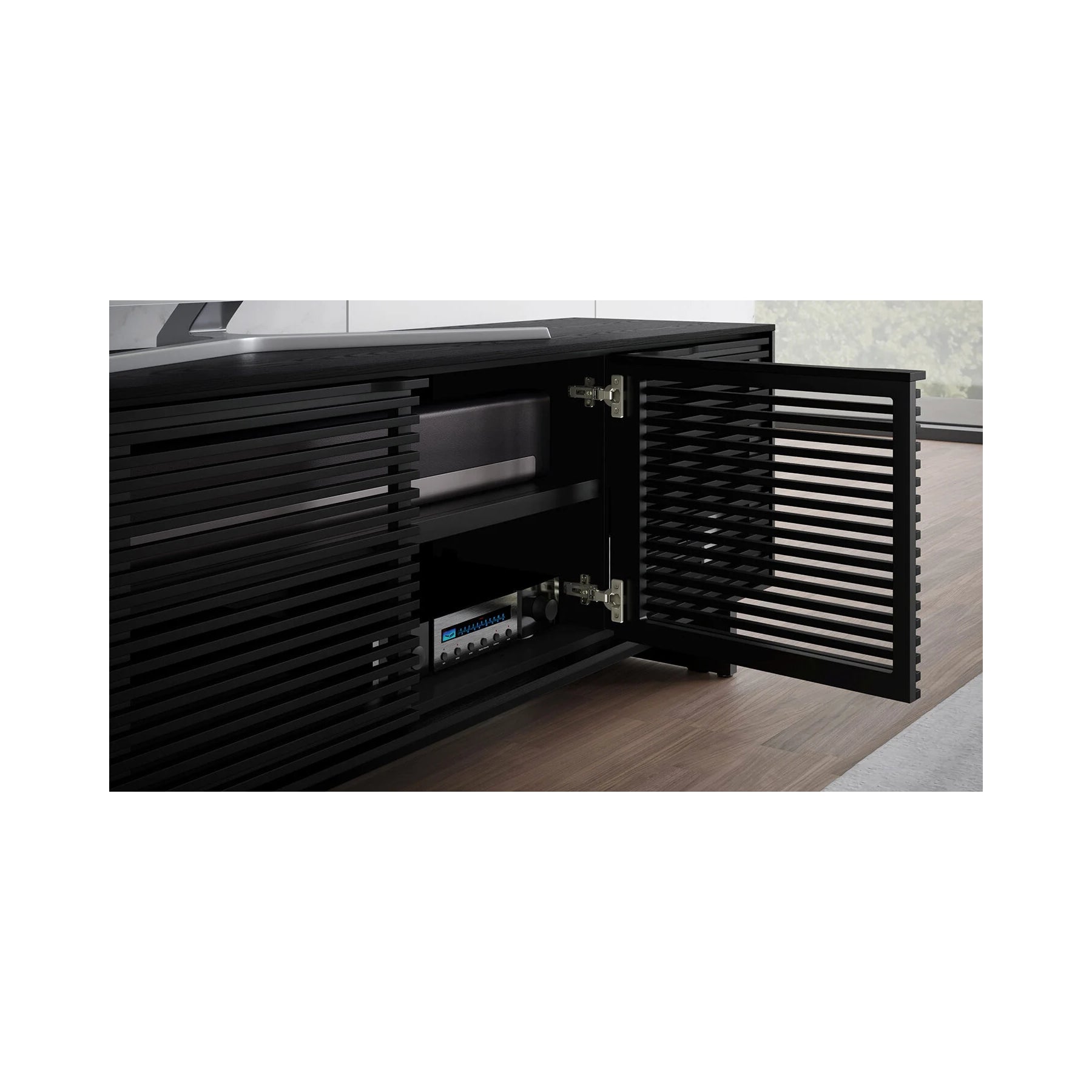 BDI 7479 Large TV Stand in Ebonized Ash - Modern Entertainment Center for Living Room, Home Theater & Media Storage