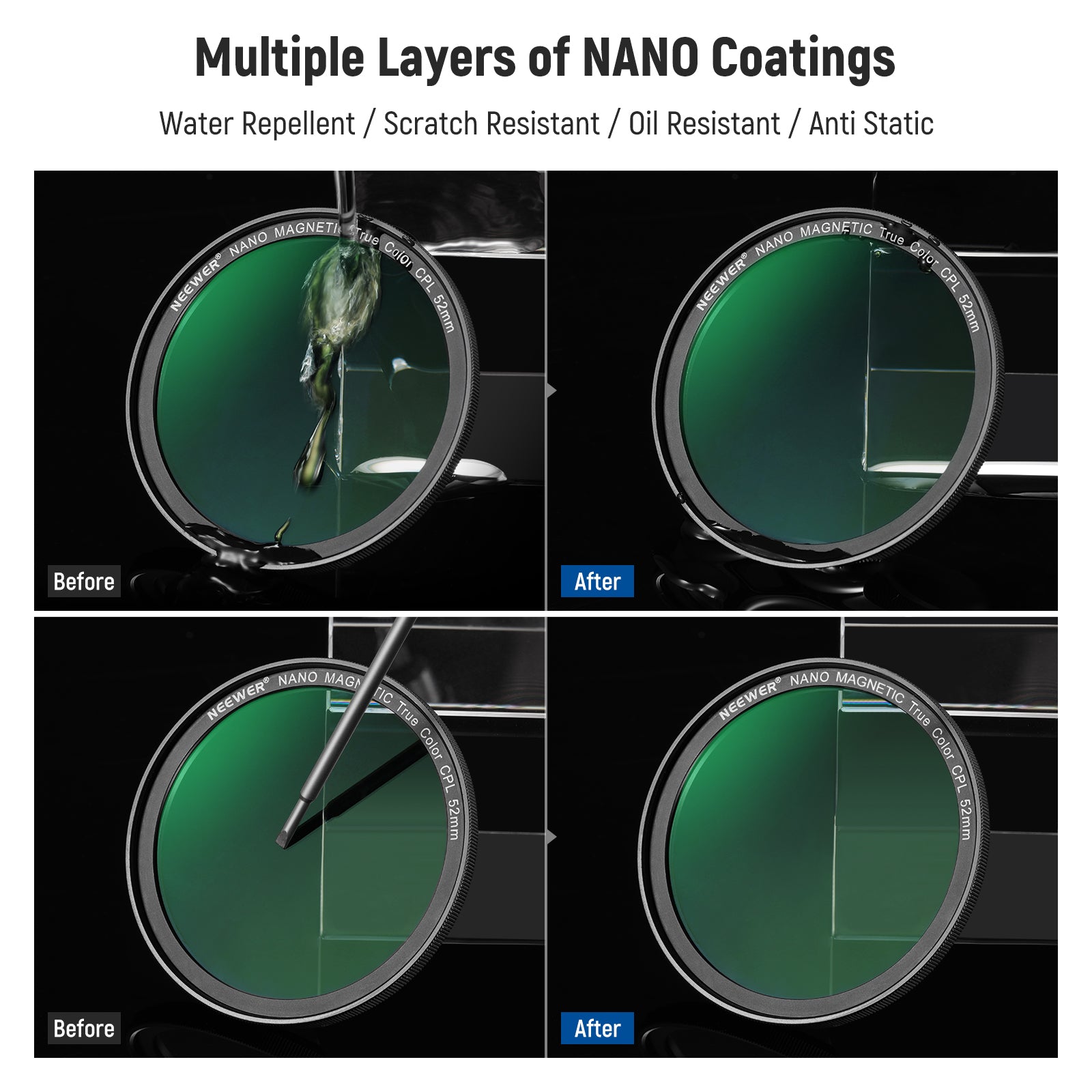 NEEWER 52mm Magnetic Camera Lens Filters for iPhone 14 13 12 Pro Max - Compatible with M Mount Lenses & Phone Cage - Perfect for Vlogging, Photography & Cinematic Effects