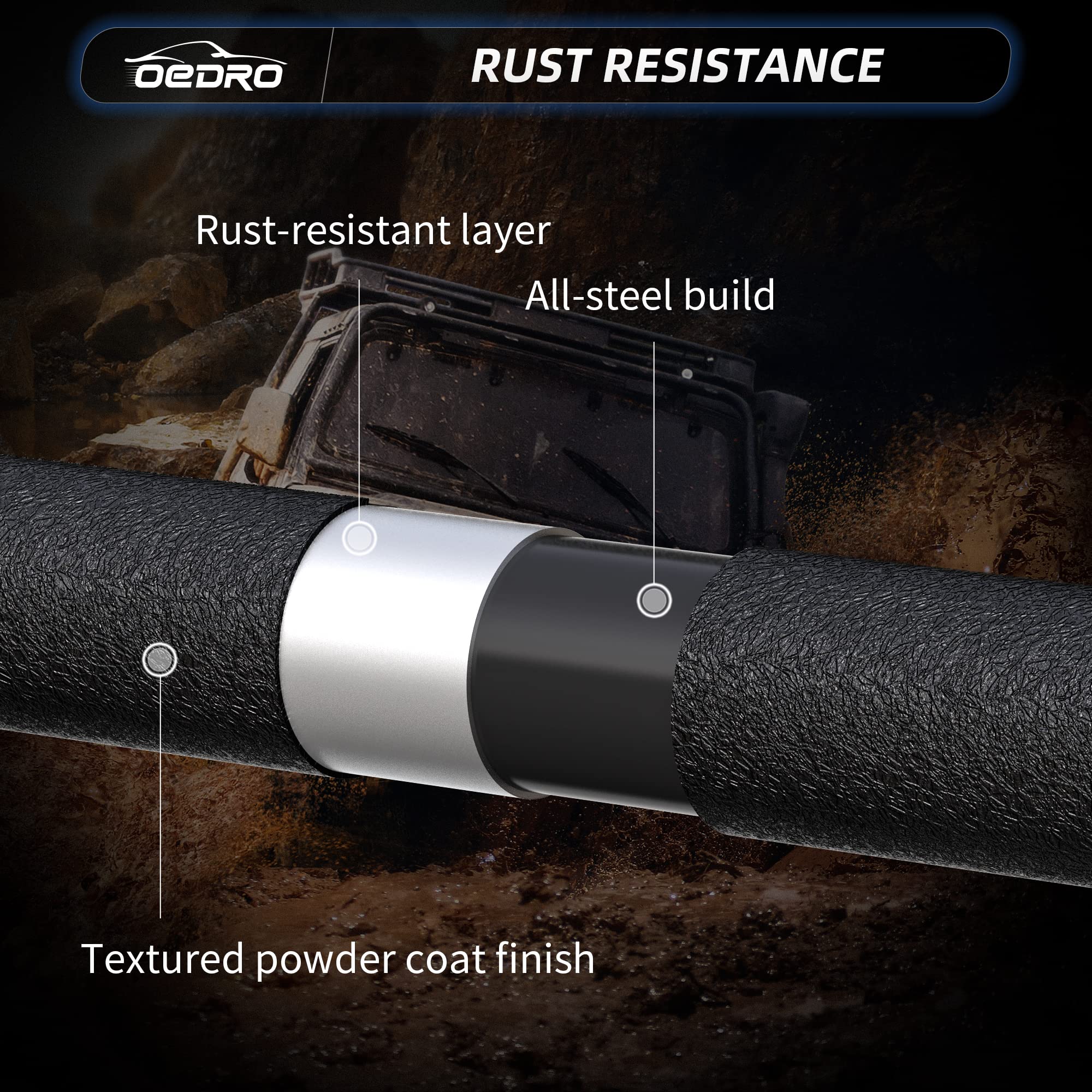 OEDRO Heavy Duty Rear Bumper for 2007-2018 Jeep Wrangler JK Unlimited - Rock Crawler Bumper with Hitch Receiver & 2X LED Lights, Off-Road Textured Black - Perfect for Off-Roading, Rock Crawling & Adventure Trail Riding