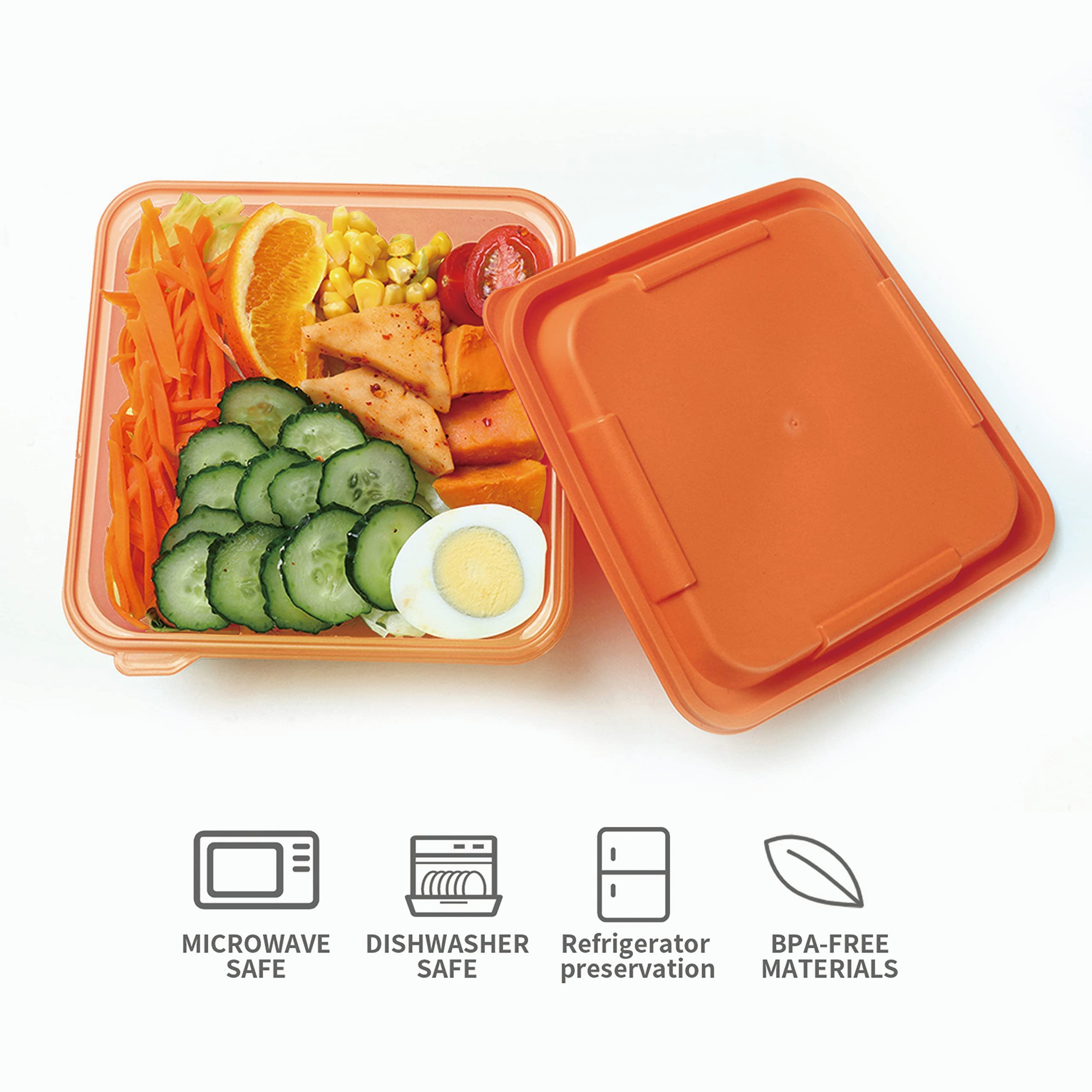 15 Pack BPA-Free Plastic Food Storage Containers with Lids - Square Bento Boxes for Lunch Meal Prep, Microwave & Dishwasher Safe - Perfect for Office, School, Picnics & Leftovers
