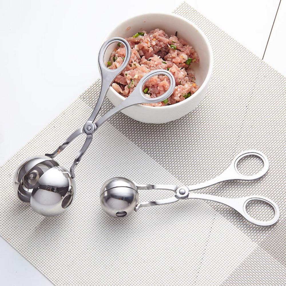 2PCS Stainless Steel Meat Baller & Melon Baller Set - Kitchen Tool for Making Meatballs, Cake Pops, Cookies, Ice Cream & Fruit Balls - Perfect for Baking, Cooking & Food Prep