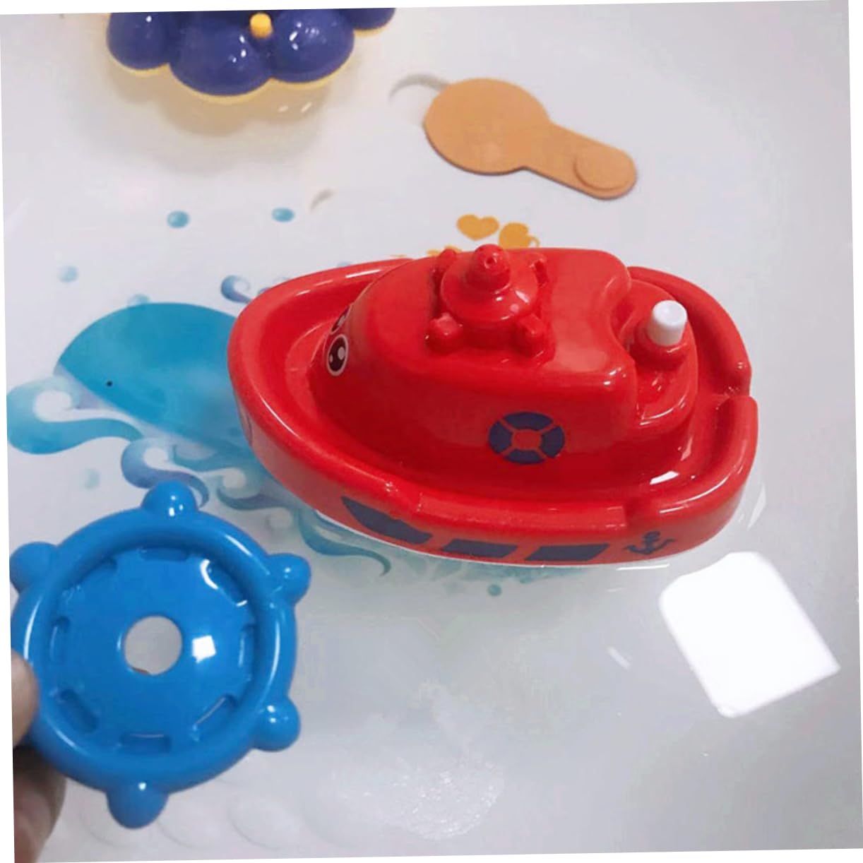 VICASKY 1pc Submarine Bath Toy for Kids - Fun Water Spraying Bathtub Toy, Red - Perfect for Toddler Bath Time & Sensory Play