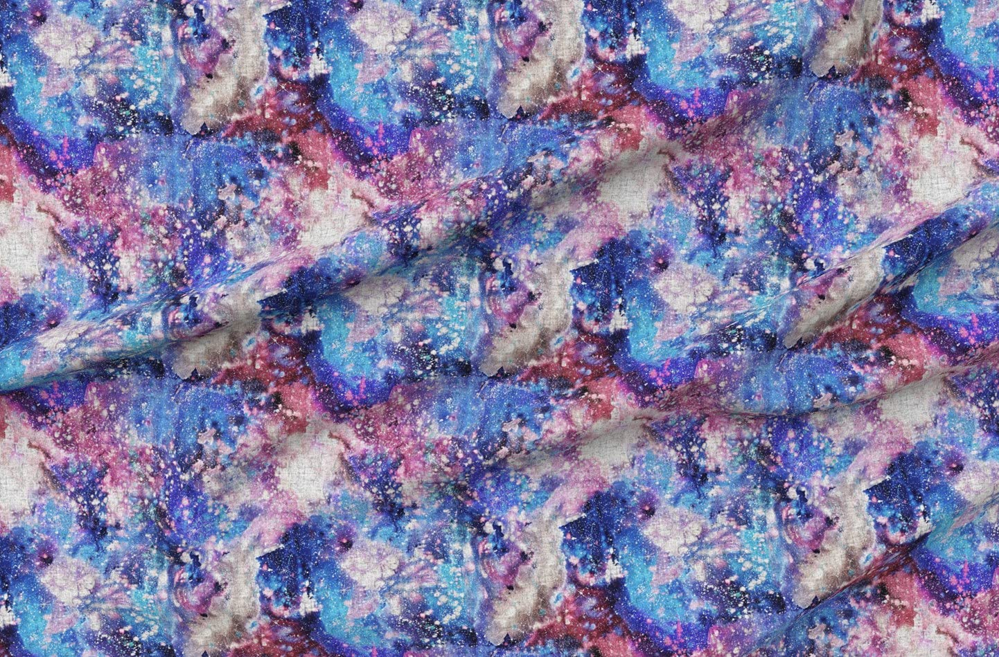 Galaxy Space Printed Velvet Fabric by The Yard - Purple Blue Stars Planets Nebula Watercolor Celestial Upholstery Material for Home Decor, Apparel & DIY Projects (Perfect for Curtains, Pillows & Dresses)