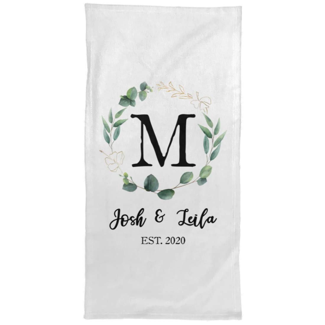 Custom Name & Year Personalized Leaf Wreath Hand Towel - Soft White Decorative Housewarming Gift for Kids, Girls, Boys, Men & Women - Perfect for New Homes, Guest Bathrooms, Christmas & Thanksgiving Celebrations