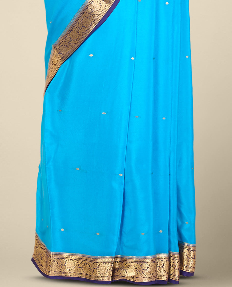 Elegant Blue Mysore Silk Saree with Intricate Zari Border - Perfect for Weddings, Festivals & Special Occasions