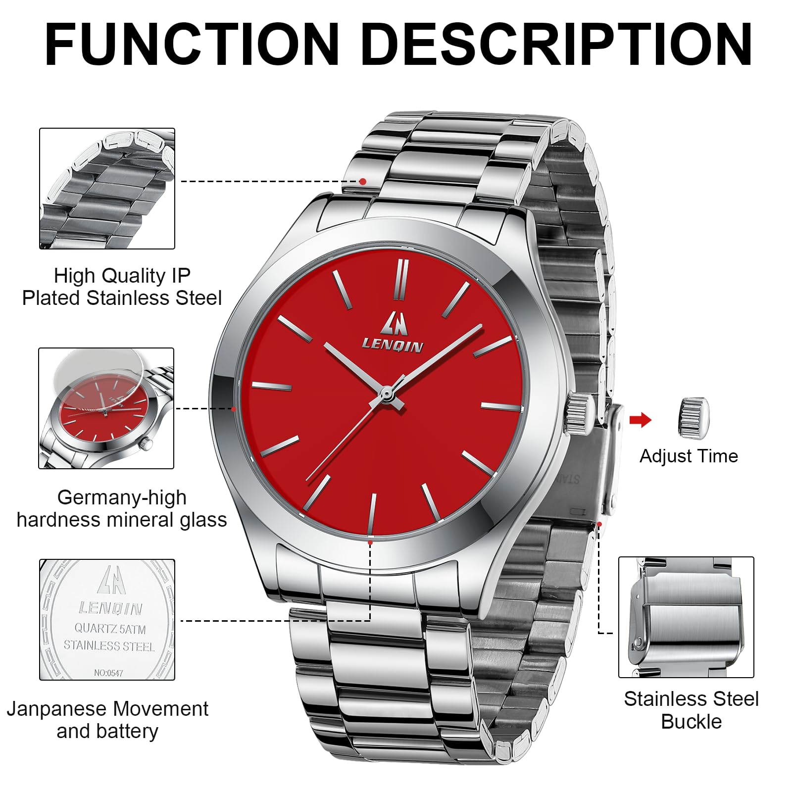 LN LENQIN Stainless Steel Waterproof Analog Quartz Watch for Men - Fashion Business Designer Watch | Perfect for Office, Formal Events & Everyday Wear